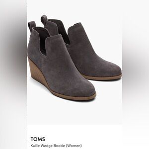 Toms Charcoal Suede Wedge Booties